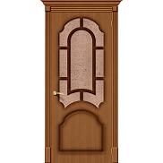 Дверь межкомнатная шпонированная «Соната» Орех (Шпон файн-лайн) остекление Бронза