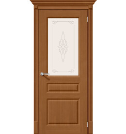 Дверь межкомнатная Статус-15 Шпонированные, Ф-11 (Орех), остекленная, сатинат белый, скиновая