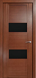 Дверь межкомнатная шпонированная "H-VII" Дуб палисандр стекло Лакобель чёрный