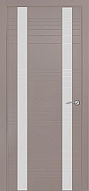 Дверь межкомнатная шпонированная "V-II" Тёмно-серый вставка Лакобель белый