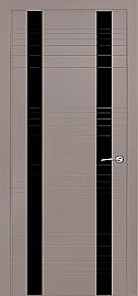 Дверь межкомнатная шпонированная "V-II" Тёмно-серый вставка Лакобель чёрный