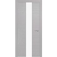 Дверь межкомнатная шпонированная "V-V" Светло-серый вставка Лакобель белый