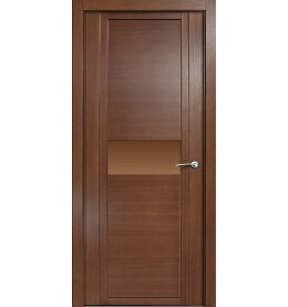 Дверь межкомнатная H-I Шпонированные, Дуб палисандр, остекленная, сатинат бронза, царговая