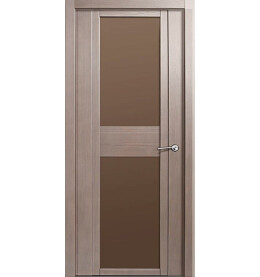 Дверь межкомнатная H-II Шпонированные, Дуб грейвуд, остекленная, сатинат бронза, царговая