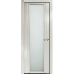 Дверь межкомнатная H-IV Шпонированные Бьянко, остекленная, сатинат белый, кромка нет, царговая