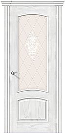 Дверь межкомнатная шпонированная «Амальфи» Жемчуг (Шпон натуральный) остекление художественное