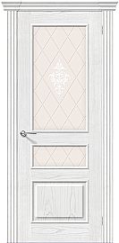Дверь межкомнатная шпонированная «Сорренто» Жемчуг (Шпон натуральный) остекление художественное