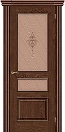 Дверь межкомнатная шпонированная «Сорренто» Виски (Шпон натуральный) остекление художественное