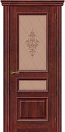Дверь межкомнатная шпонированная «Вена» Красное Дерево (Шпон натуральный) остекление художественное