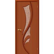 Дверь межкомнатная шпонированная «Эксклюзив» Макоре (Шпон файн-лайн) остекление Бронза