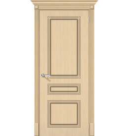Дверь межкомнатная Стиль Шпонированные, Беленый дуб, глухая, каркасно-щитовая