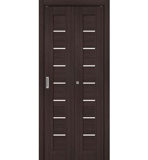 Дверь межкомнатная Браво-22 складная Экошпон, Wenge Melinga, остекленная, magic fog, царговая