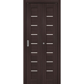 Дверь межкомнатная Браво-22 складная Экошпон, Wenge Melinga, остекленная, magic fog, царговая