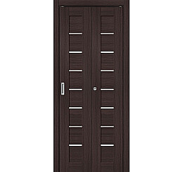Дверь межкомнатная Браво-22 складная Экошпон, Wenge Melinga, остекленная, magic fog, царговая