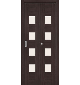Дверь межкомнатная Браво-23 складная Экошпон, Wenge Melinga, остекленная, magic fog, царговая