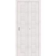 Дверь межкомнатная из эко шпона складная «Порта-22» Bianco Veralinga остекление Сатинато белое