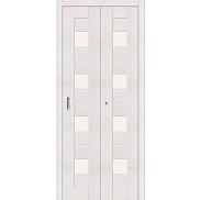 Дверь межкомнатная из эко шпона складная «Порта-23» Bianco Veralinga остекление Сатинато белое