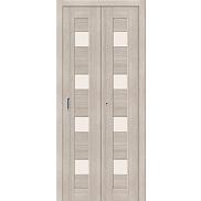 Дверь межкомнатная из эко шпона складная «Порта-23» Cappuccino Veralinga остекление Сатинато белое