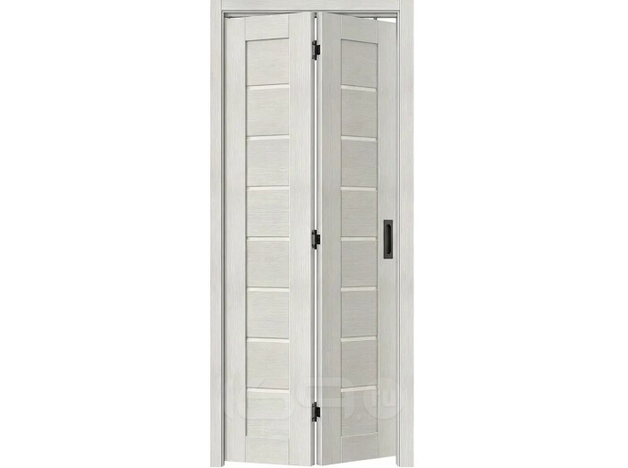 Дверь межкомнатная Браво-22 складная Экошпон, Bianco melinga, остекленная, magic fog, царговая