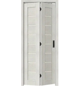 Дверь межкомнатная Браво-22 складная Экошпон, Bianco melinga, остекленная, magic fog, царговая