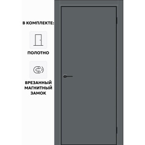 Дверь межкомнатная Порта-50 4AB ПЭТ, Shellac Graphite, глухая, кромка алюминиевая черная матовая, каркасно-щитовая