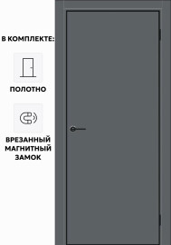 Дверь межкомнатная Порта-50 4AB ПЭТ, Shellac Graphite, глухая, кромка алюминиевая черная матовая, каркасно-щитовая