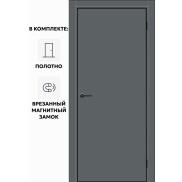 Дверь межкомнатная Порта-50 4AB ПЭТ, Shellac Graphite, глухая, кромка алюминиевая черная матовая, каркасно-щитовая