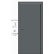 Дверь межкомнатная Порта-50 4AB ПЭТ, Shellac Graphite, глухая, кромка алюминиевая черная матовая, каркасно-щитовая