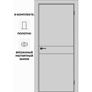 Дверь межкомнатная Порта-52 4AB ПЭТ, Shellac Grey, глухая, кромка алюминиевая черная матовая, каркасно-щитовая