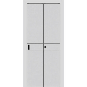 Дверь межкомнатная Порта-52 4AB ПЭТ, Shellac Grey, глухая, кромка алюминиевая черная матовая, каркасно-щитовая