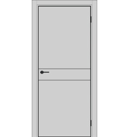 Дверь межкомнатная Порта-52 4AB ПЭТ, Shellac Grey, глухая, кромка алюминиевая черная матовая, каркасно-щитовая