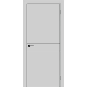 Дверь межкомнатная Порта-52 4AB ПЭТ, Shellac Grey, глухая, кромка алюминиевая черная матовая, каркасно-щитовая