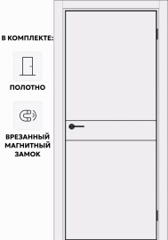 Дверь межкомнатная Порта-52 4AB ПЭТ, Shellac White, глухая, кромка алюминиевая черная матовая, каркасно-щитовая