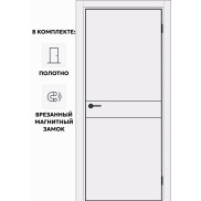 Дверь межкомнатная Порта-52 4AB ПЭТ, Shellac White, глухая, кромка алюминиевая черная матовая, каркасно-щитовая