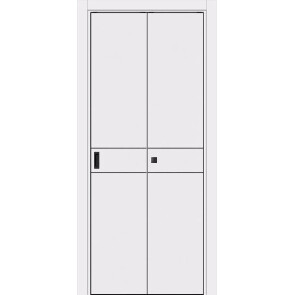 Дверь межкомнатная Порта-52 4AB ПЭТ, Shellac White, глухая, кромка алюминиевая черная матовая, каркасно-щитовая