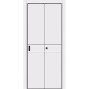 Дверь межкомнатная Порта-52 4AB ПЭТ, Shellac White, глухая, кромка алюминиевая черная матовая, каркасно-щитовая
