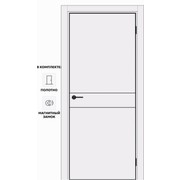 Дверь межкомнатная Порта-52 4AB ПЭТ, Shellac White, глухая, кромка алюминиевая черная матовая, каркасно-щитовая