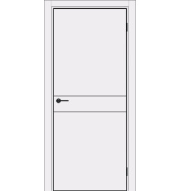 Дверь межкомнатная Порта-52 4AB ПЭТ, Shellac White, глухая, кромка алюминиевая черная матовая, каркасно-щитовая