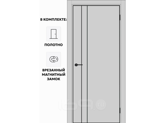 Дверь межкомнатная Порта-58 4AB ПЭТ, Shellac Grey, глухая, кромка алюминиевая черная матовая, каркасно-щитовая