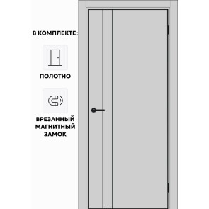 Дверь межкомнатная Порта-58 4AB ПЭТ, Shellac Grey, глухая, кромка алюминиевая черная матовая, каркасно-щитовая