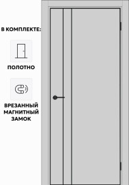 Дверь межкомнатная Порта-58 4AB ПЭТ, Shellac Grey, глухая, кромка алюминиевая черная матовая, каркасно-щитовая