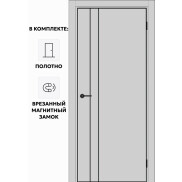 Дверь межкомнатная Порта-58 4AB ПЭТ, Shellac Grey, глухая, кромка алюминиевая черная матовая, каркасно-щитовая