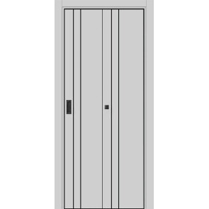 Дверь межкомнатная Порта-58 4AB ПЭТ, Shellac Grey, глухая, кромка алюминиевая черная матовая, каркасно-щитовая