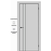 Дверь межкомнатная Порта-58 4AB ПЭТ, Shellac Grey, глухая, кромка алюминиевая черная матовая, каркасно-щитовая