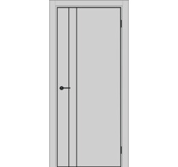 Дверь межкомнатная Порта-58 4AB ПЭТ Shellac Grey, глухая, кромка алюминиевая черная, каркасно-щитовая