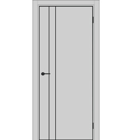 Дверь межкомнатная Порта-58 4AB ПЭТ, Shellac Grey, глухая, кромка алюминиевая черная матовая, каркасно-щитовая