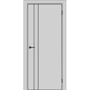 Дверь межкомнатная Порта-58 4AB ПЭТ, Shellac Grey, глухая, кромка алюминиевая черная матовая, каркасно-щитовая