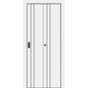Дверь межкомнатная Порта-58 4AB ПЭТ, Shellac White, глухая, кромка алюминиевая черная матовая, каркасно-щитовая