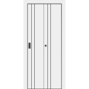 Дверь межкомнатная Порта-58 4AB ПЭТ, Shellac White, глухая, кромка алюминиевая черная матовая, каркасно-щитовая