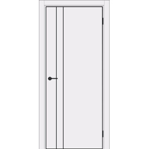 Дверь межкомнатная Порта-58 4AB ПЭТ, Shellac White, глухая, кромка алюминиевая черная матовая, каркасно-щитовая